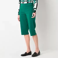 Liz Claiborne Alyssa Womens Stretch Fabric Straight Mid Rise Capri Pant