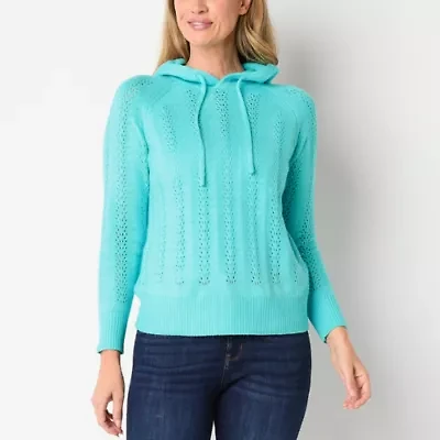 St. John's Bay Womens Hooded Long Sleeve Pullover Sweater