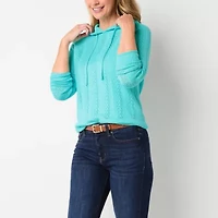 St. John's Bay Womens Hooded Long Sleeve Pullover Sweater