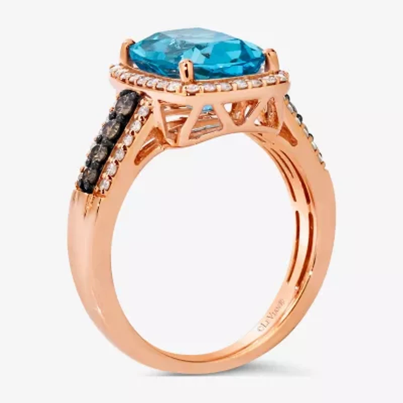 Le Vian® Ring featuring Blue Topaz Chocolate Diamonds® Nude Diamonds™ set in 14K Strawberry Gold®