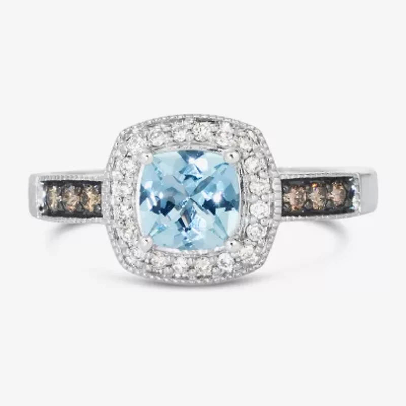 Le Vian® Ring featuring Sea Blue Aquamarine® Chocolate Diamonds® Nude Diamonds™ set 14K Vanilla Gold®