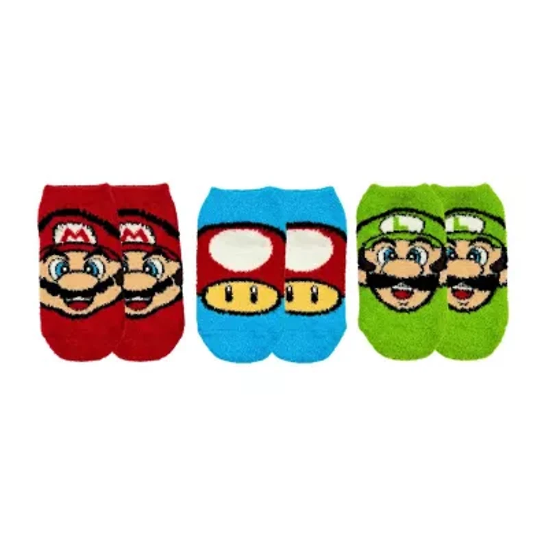 Little & Big Boys 3 Pair Super Mario Cozy Low Cut Socks