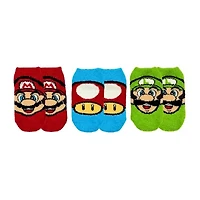 Little & Big Boys 3 Pair Super Mario Cozy Low Cut Socks
