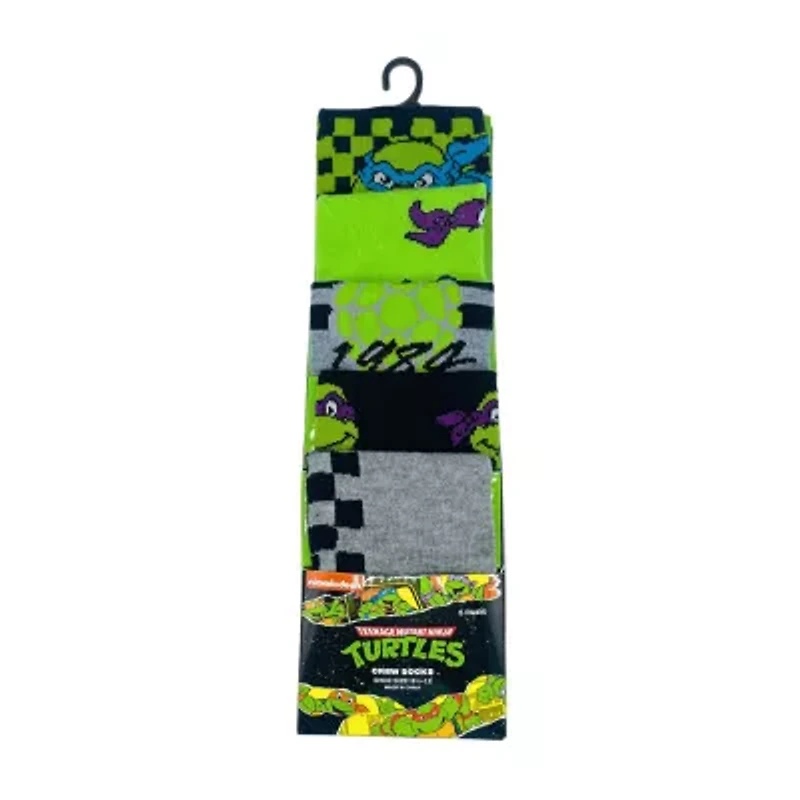 Mens 5 Pair Teenage Mutant Ninja Turtles Crew Socks
