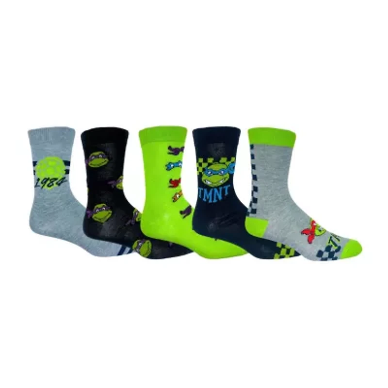 Mens 5 Pair Teenage Mutant Ninja Turtles Crew Socks