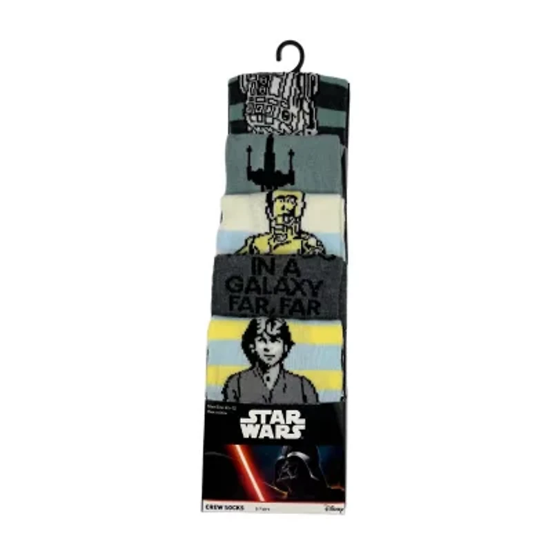 Mens 5 Pair Star Wars Crew Socks