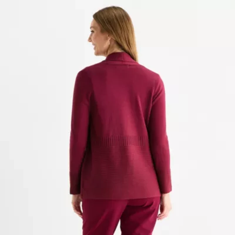 Liz Claiborne Womens Long Sleeve Open Front Tall Cardigan