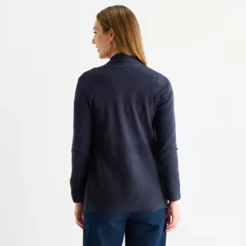Liz Claiborne Womens Long Sleeve Open Front Tall Cardigan