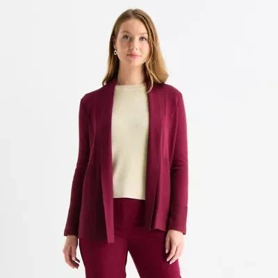 Liz Claiborne Womens Long Sleeve Open Front Tall Cardigan