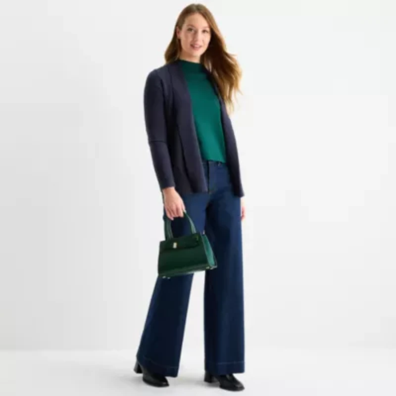 Liz Claiborne Womens Long Sleeve Open Front Tall Cardigan