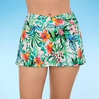Liz Claiborne Womens Comfort Waistband Floral Swim Skirt