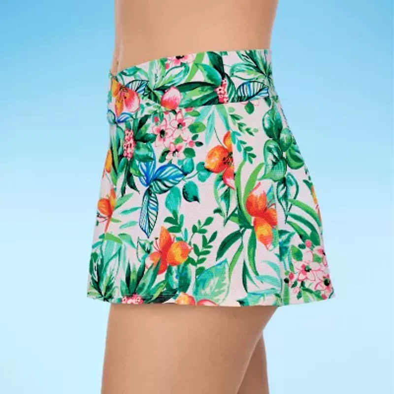 Liz Claiborne Womens Comfort Waistband Floral Swim Skirt