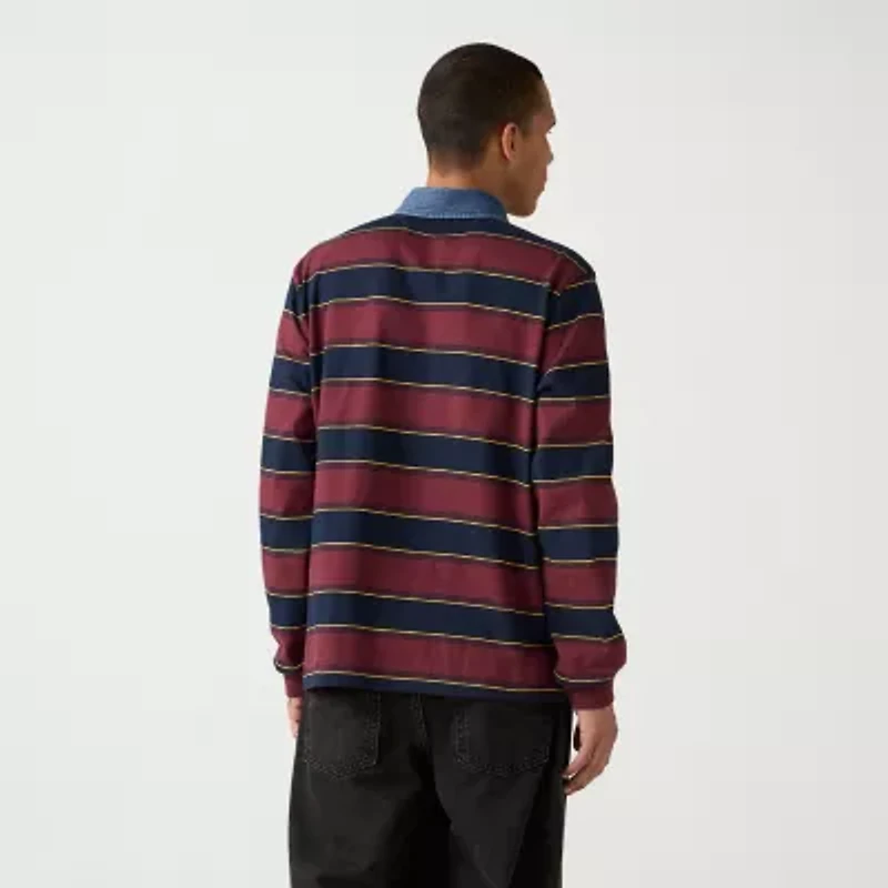 Levi's® Mens Long Sleeve Relaxed Fit Point Collar Striped Rugby Shirt