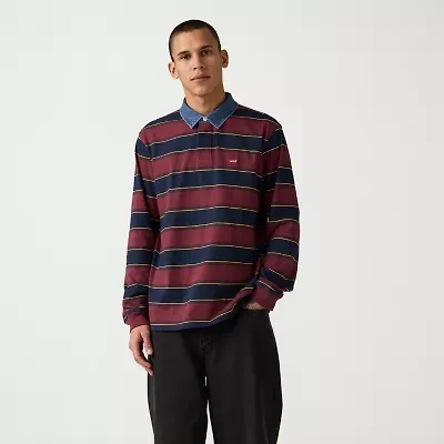 Levi's® Mens Long Sleeve Relaxed Fit Point Collar Striped Rugby Shirt
