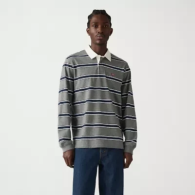 Levi's Mens Long Sleeve Relaxed Fit Point Collar Striped Rugby Shirt