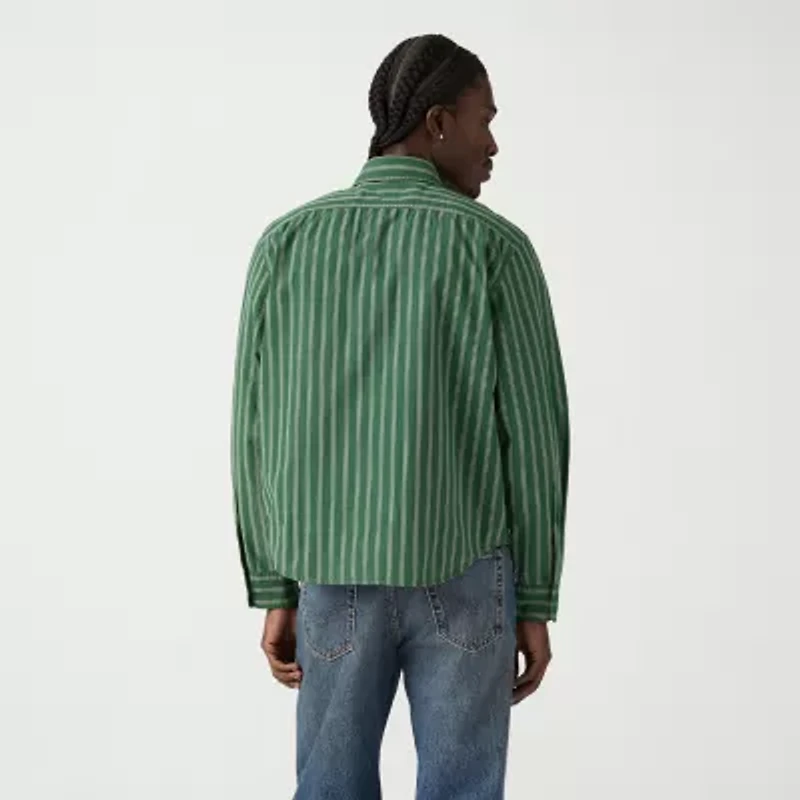 Levi's Mens Long Sleeve Relaxed Fit Button-Down Crop Shirt