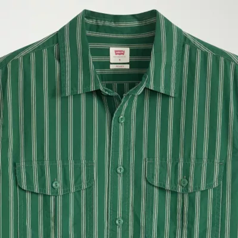 Levi's Mens Long Sleeve Relaxed Fit Button-Down Crop Shirt