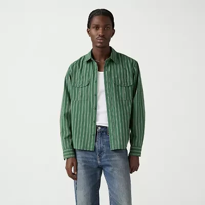 Levi's Mens Long Sleeve Relaxed Fit Button-Down Crop Shirt