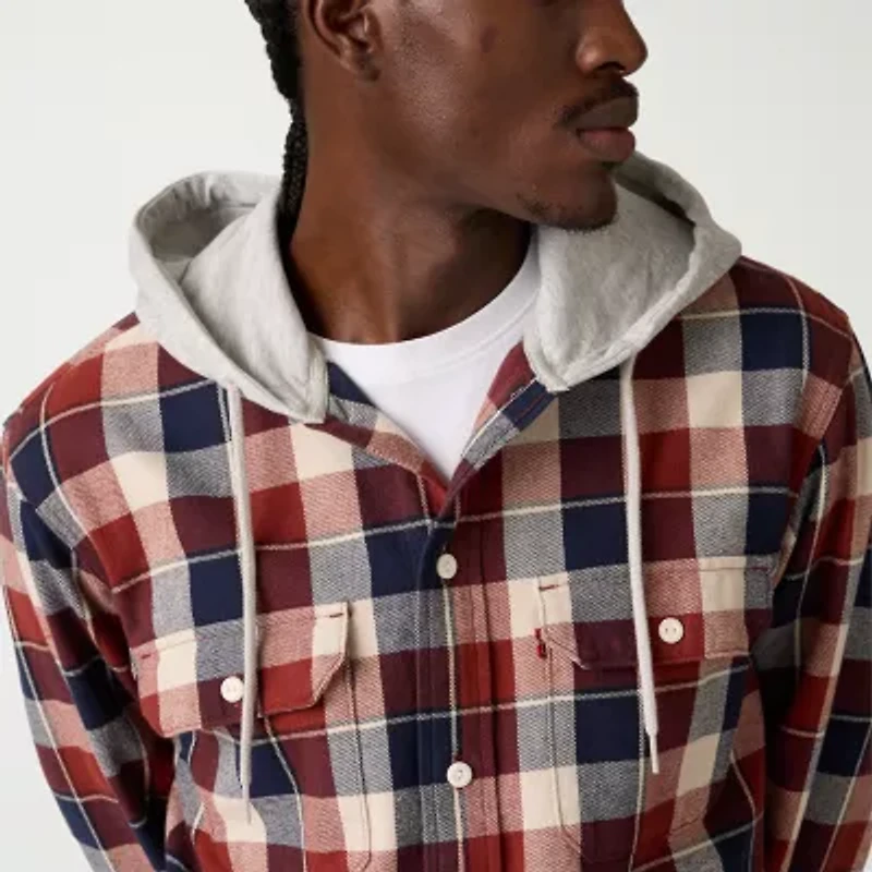 Levi's® Mens Hooded Long Sleeve Relaxed Fit Flannel Shirt