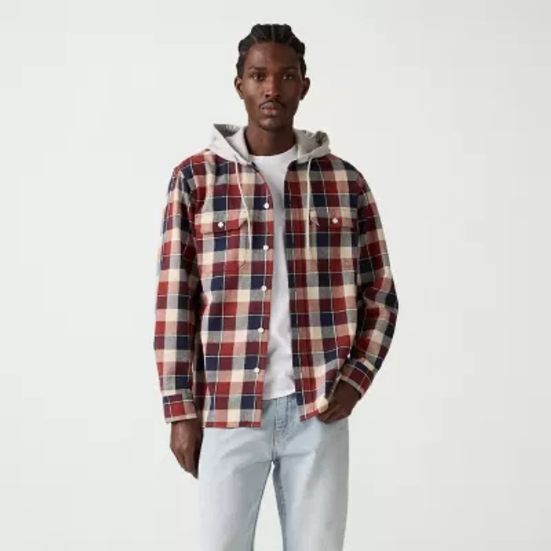 Levi's® Mens Hooded Long Sleeve Relaxed Fit Flannel Shirt