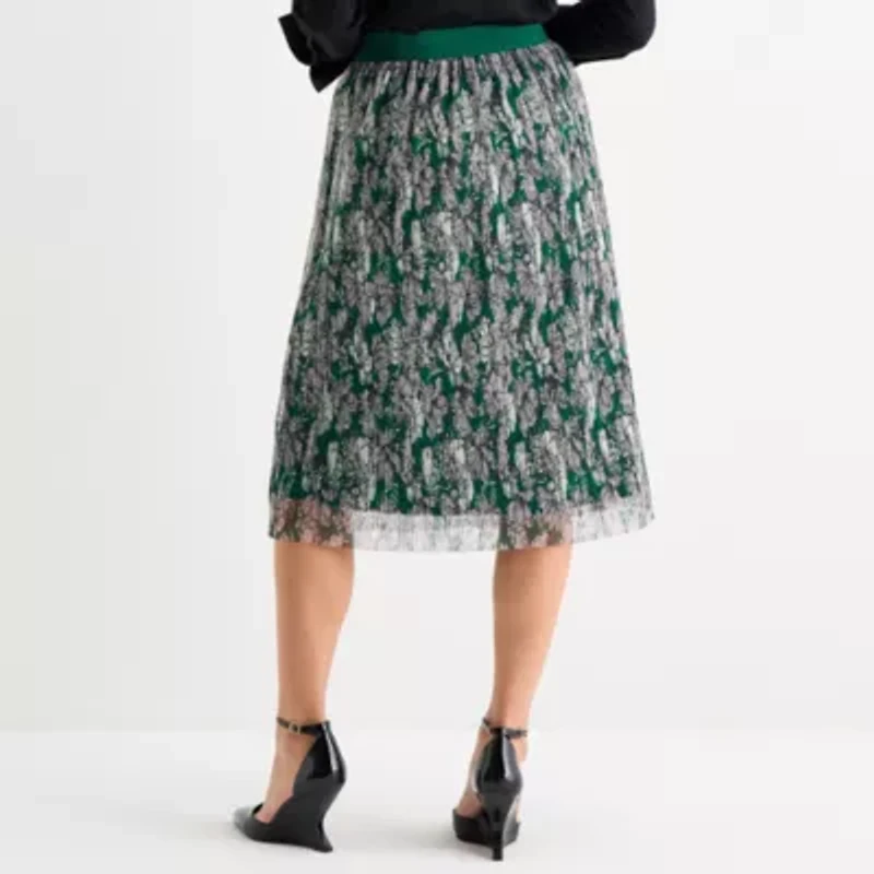 Liz Claiborne Womens Mid Rise Midi A-Line Skirt