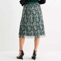 Liz Claiborne Womens Mid Rise Midi A-Line Skirt