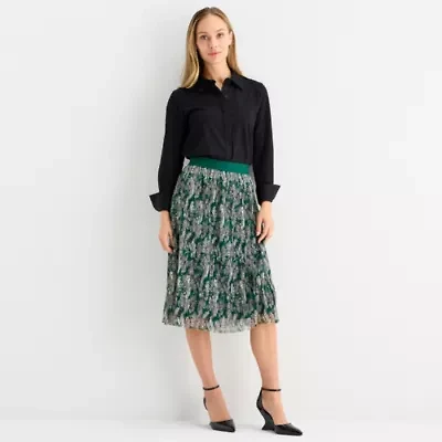 Liz Claiborne Womens Mid Rise Midi A-Line Skirt