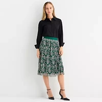 Liz Claiborne Womens Mid Rise Midi A-Line Skirt