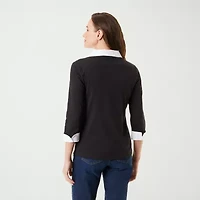 Gloria Vanderbilt Maxine Womens 3/4 Sleeve Layered Top