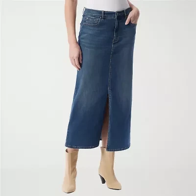 Gloria Vanderbilt Womens High Rise Long Denim Skirt