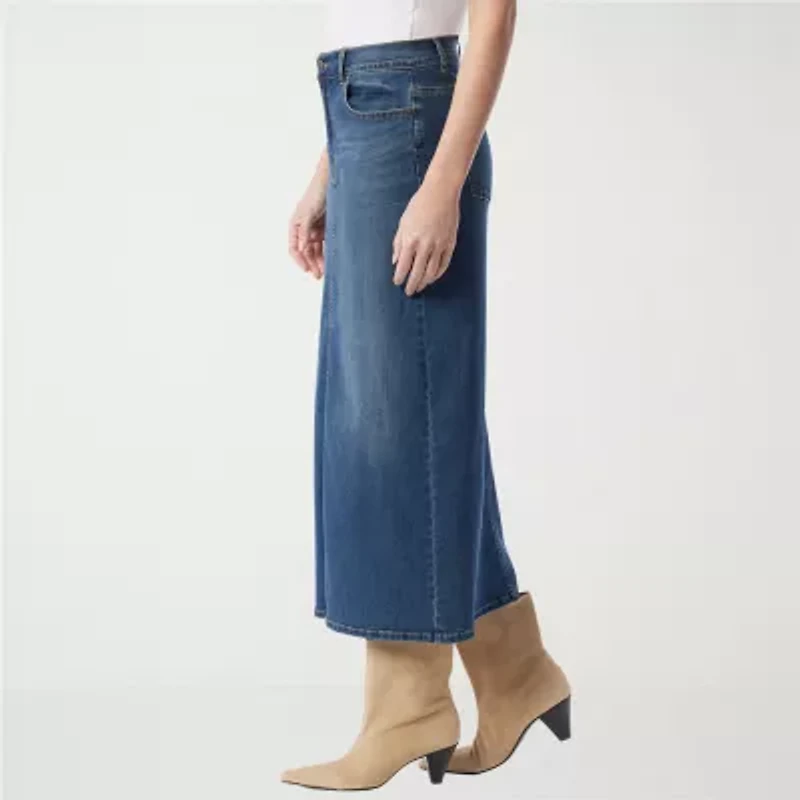 Gloria Vanderbilt Womens High Rise Long Denim Skirt