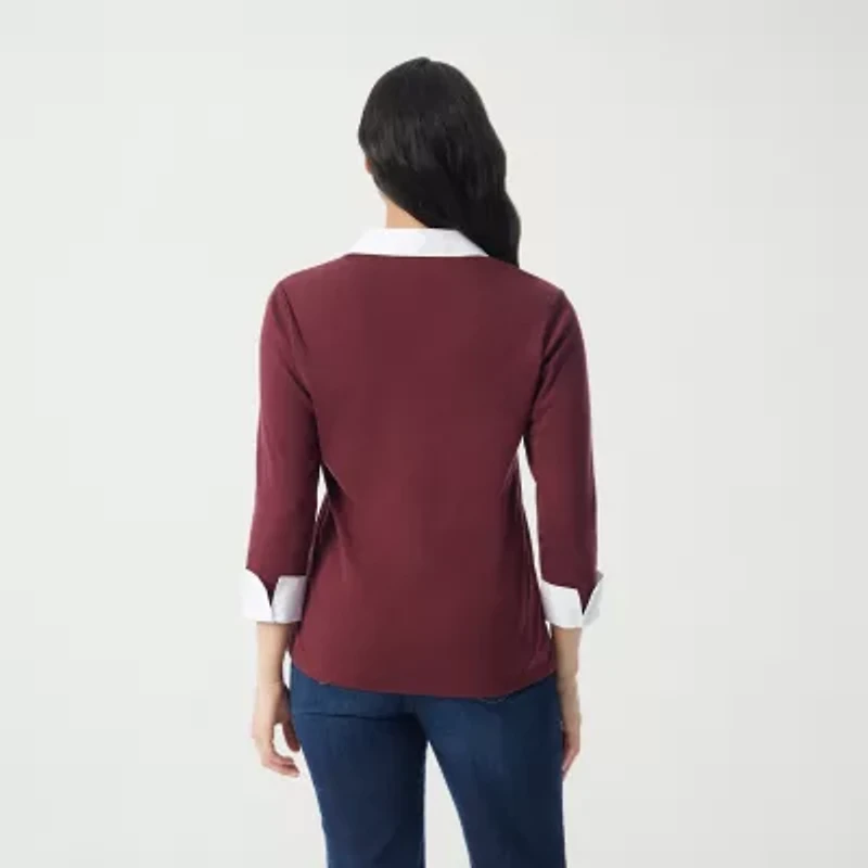 Gloria Vanderbilt Womens Long Sleeve Layered Top