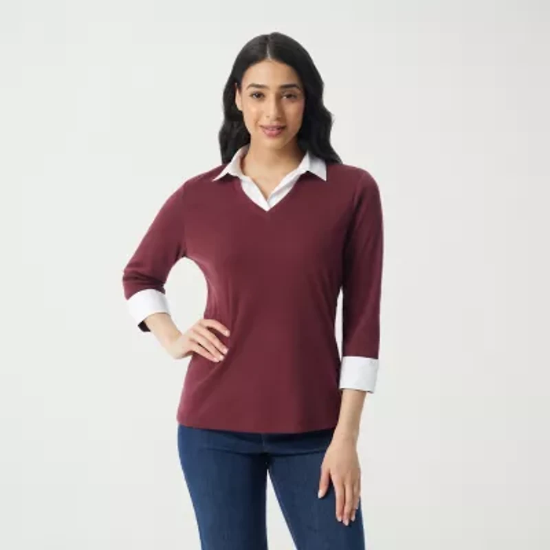 Gloria Vanderbilt Womens Long Sleeve Layered Top