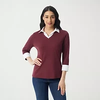 Gloria Vanderbilt Womens Long Sleeve Layered Top