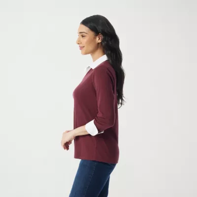 Gloria Vanderbilt Womens Long Sleeve Layered Top