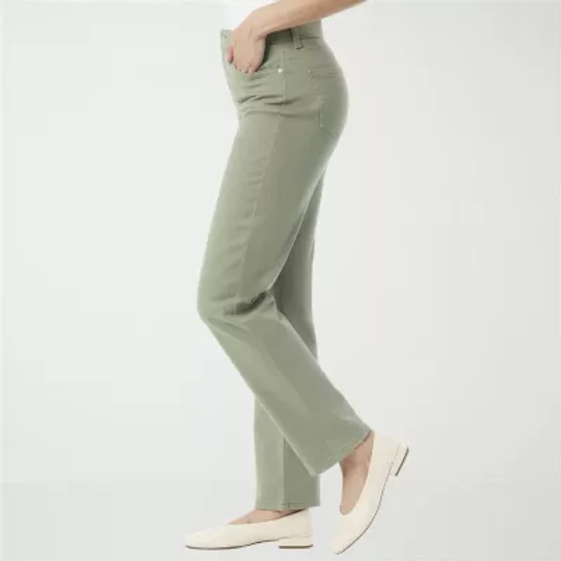 Gloria Vanderbilt Amanda Womens High Rise Stretch Fabric Straight Leg Regular Fit Jean