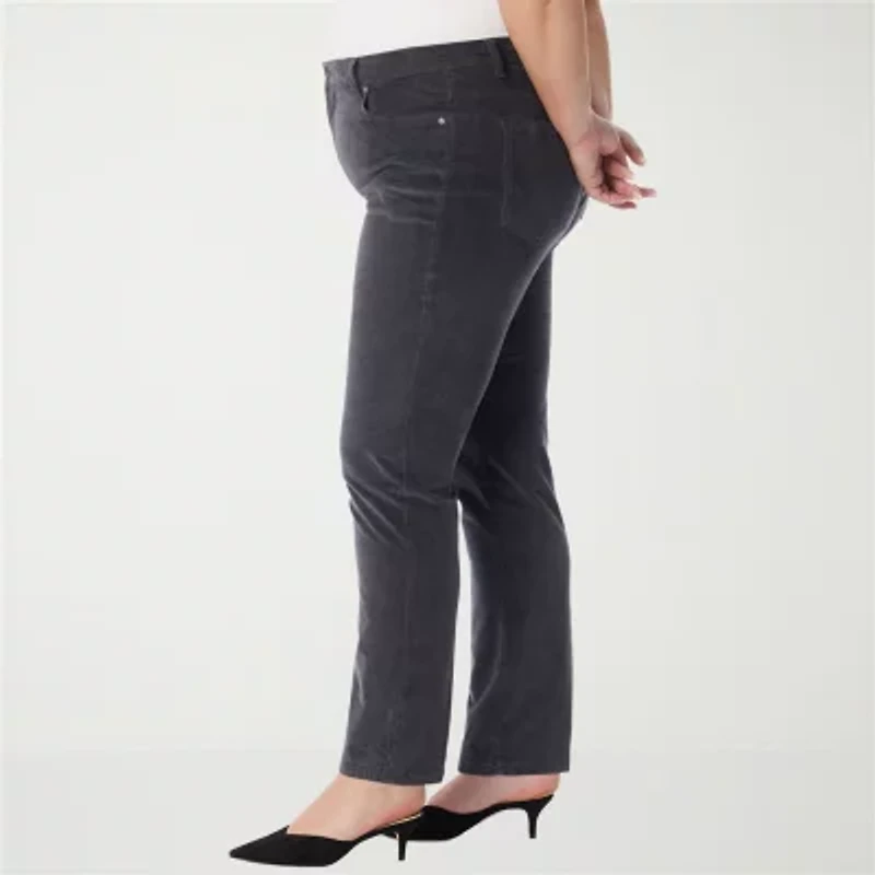 Gloria Vanderbilt Womens High Rise Straight Corduroy Pant Plus