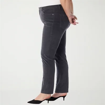 Gloria Vanderbilt Womens Plus High Rise Straight Corduroy Pant