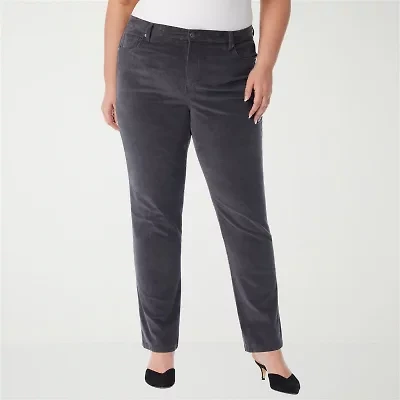 Gloria Vanderbilt Womens High Rise Straight Corduroy Pant Plus