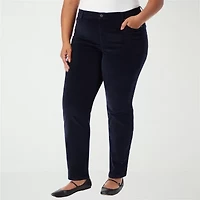 Gloria Vanderbilt Womens Plus High Rise Straight Corduroy Pant