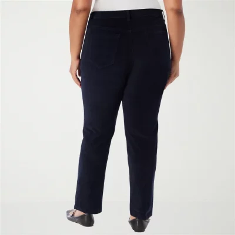Gloria Vanderbilt Womens Plus High Rise Straight Corduroy Pant