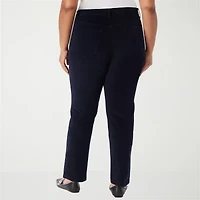 Gloria Vanderbilt Womens Plus High Rise Straight Corduroy Pant