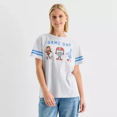New World Game Day Boyfriend Tee Womens Crew Neck Short Sleeve Juniors Graphic T-Shirt