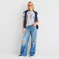 New World Game Day Boyfriend Tee Womens Crew Neck Short Sleeve Juniors Graphic T-Shirt