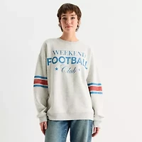 New World Weekend Football Club Crew Sweatshirt Womens Neck Long Sleeve Juniors