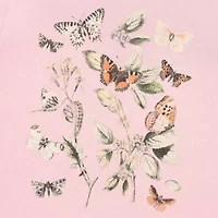 New World Butterlfy Floral Boyfriend Tee Womens Crew Neck Short Sleeve Juniors Graphic T-Shirt