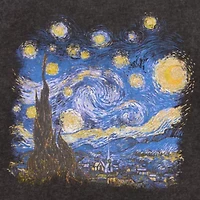 New World Starry Night Womens Juniors Crew Neck Short Sleeve Graphic T-Shirt