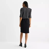 Maya Brooke Womens Plaid Jacket Dress