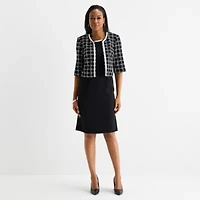 Maya Brooke Womens Plaid Jacket Dress