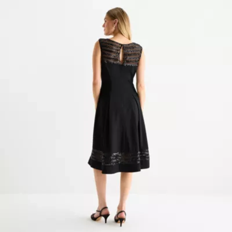 Brianna Milay Womens Sleeveless Sequin Fit + Flare Dress